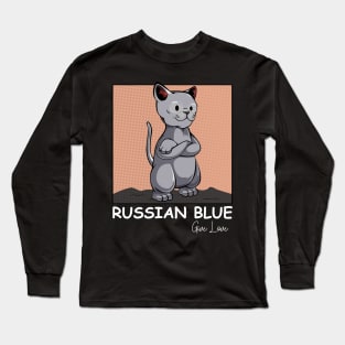 Russian Blue - Cute Cartoon Cat Comic Cats Long Sleeve T-Shirt